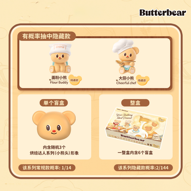 Butterbear Baked with Love Mini Beans Series Cubby Face Figures