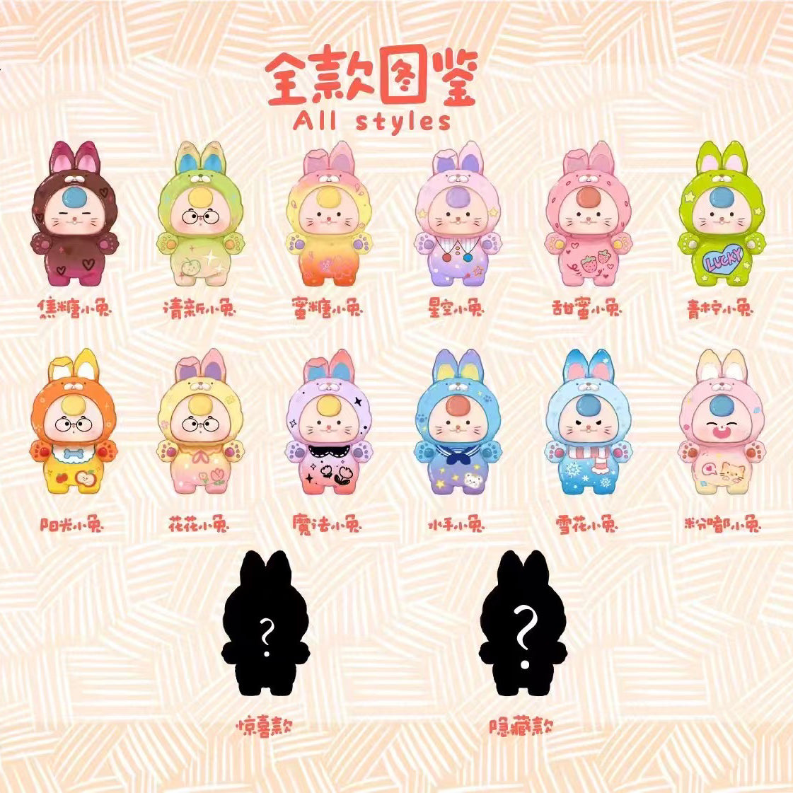 Baby Three Dopamine Rabbit Mini Beans Series Figures