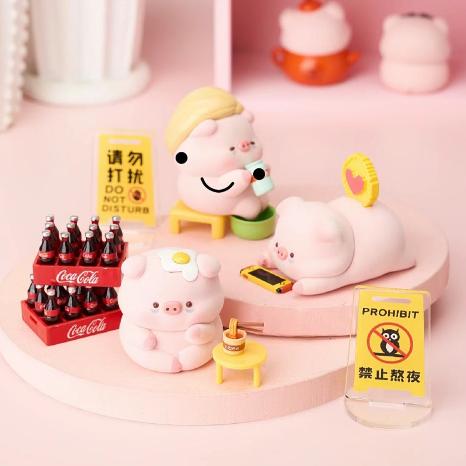 【BOGO】Baoyun Pig Stay Up Late Pig Log Series PVC Figures