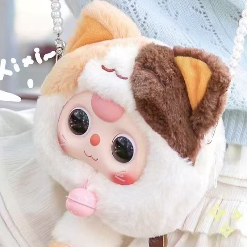 Baby Three Fortune Cat Zipper Bag Series Plush Dolls